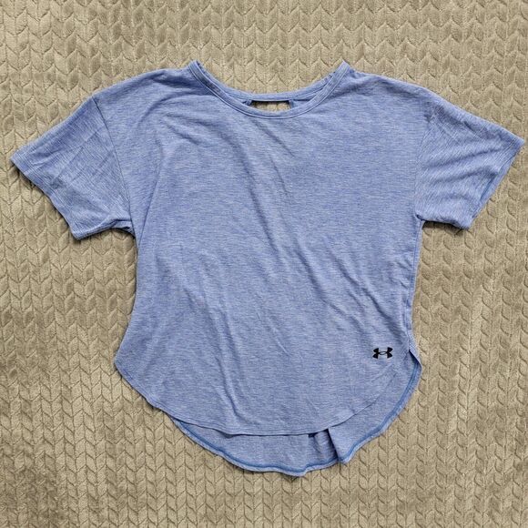 Under Armour Top T-Shirt Womens‎ Size XS Blue Logo Workout Training Casual Gym - Picture 1 of 7